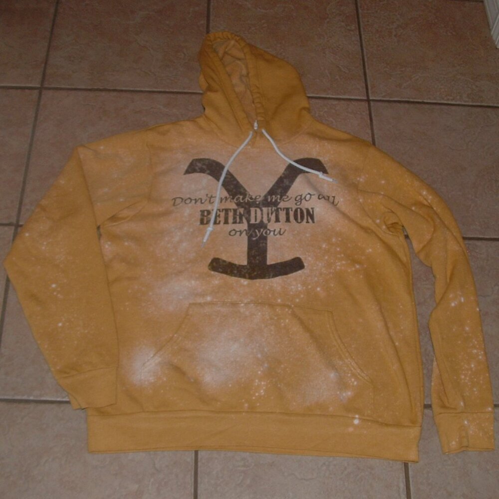 Gold Tie Die Sz Large YELLOWSTONE BETH DUTTON Lightweight Hooded Sweatshirt